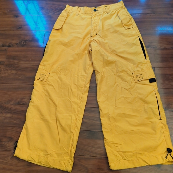 VTG 90's MacGear Baggy Wide Leg Skate Rave Pants 34x32 Cargo Yellow Punk Y2K - Picture 2 of 13